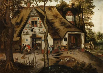 Dorfszene mit einer Taverne in St. Michael